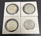 Kennedy & Walking Liberty Half Dollars Lot Of 4 90% Constitutional Silver Coins
