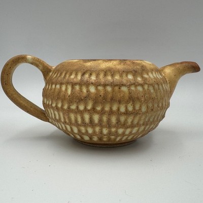 Studio Pottery Textured Honeycomb Teapot Earth Tone Speckled Glaze Artisan