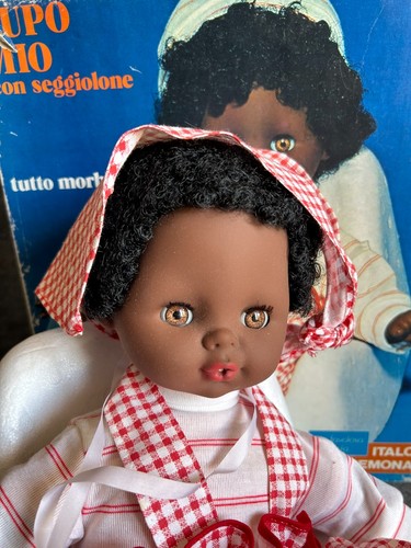 PUPO MIO con SEGGIOLONE ITALOCREMONA femmina di colore bambola ANNI '70 vintage - Picture 5 of 19