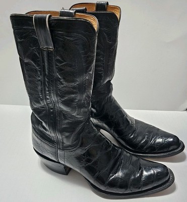 ML LEDDY Of Texas Vintage Mens Size 10 Black Cowboy Boots Hand Made  EXOTIC