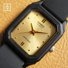 CASIO [1330] LQ–142 Rectangular Quartz Watch w/ Gold Dial