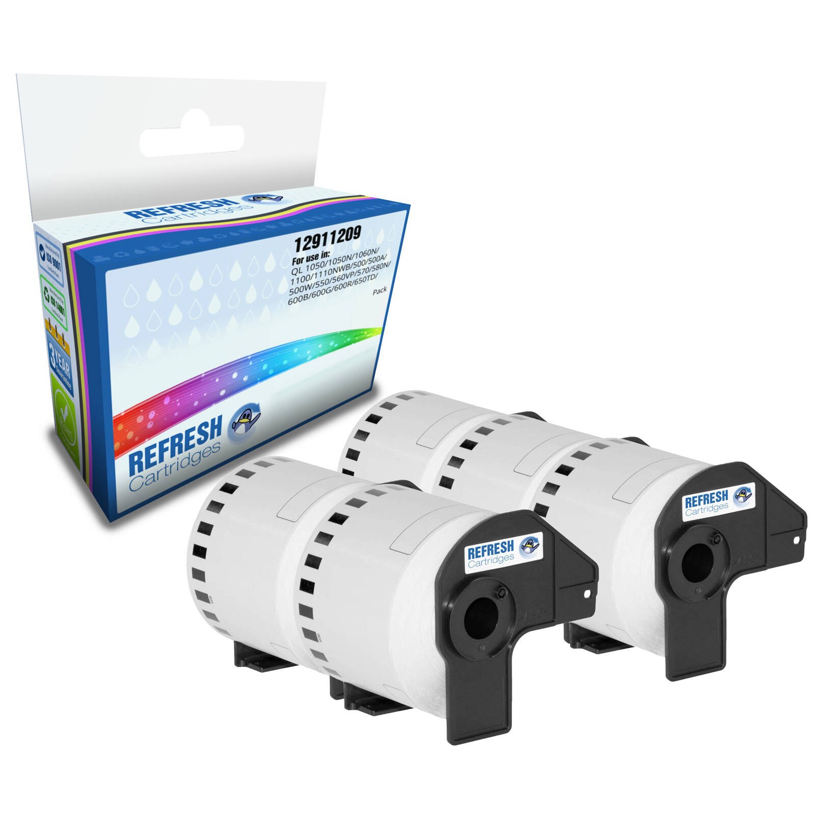 Refresh Cartridges 5x DK-11209 Address Label Rolls 29x60mm For Brother P-Touch