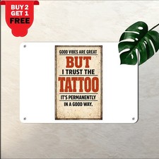 Bold Red Tattoo Quote Tin Sign Vintage Tattoo Parlor Studio Metal Plaque 8x12