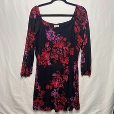 Yarn + Sea Floral Dress Sheer Blouson Sleeve Sz 10 Boho Whimsygoth Holiday