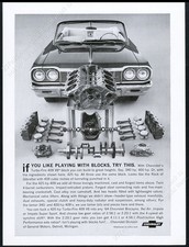1964 Chevrolet Impala Convertible 409 Engine Photo Playing With Blocks Vtg