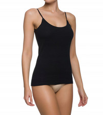 Naturana Black Vest Top Spaghetti Straps Plain Smooth 100 Cotton camisole 2601