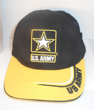 US Army Strong Star Go Army Reserve Baseball Cap Hat Black Yellow Made In USA