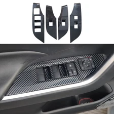 Carbon Fiber Color Door Window Lift Panel Cover Trim For Toyota RAV4 2019-2024