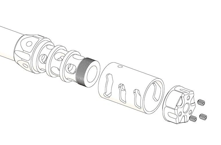 Reductor de elevación ajustable modular Odin ATLAS 5 comp 22 Cal 1/2x28 TPI EE. UU. Foto 2 de 2