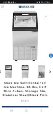 Maxx Ice SS Ice Machine, 85 lbs, Half Dice Cubes, Storage Bin, SS/Black Trim