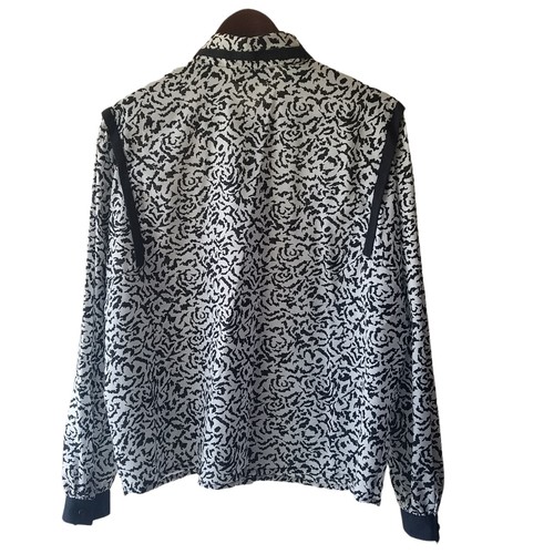 VTG Worthington Size 16 Blouse Top Front Tie Long Sleeve White Black Print Shirt - Picture 5 of 8