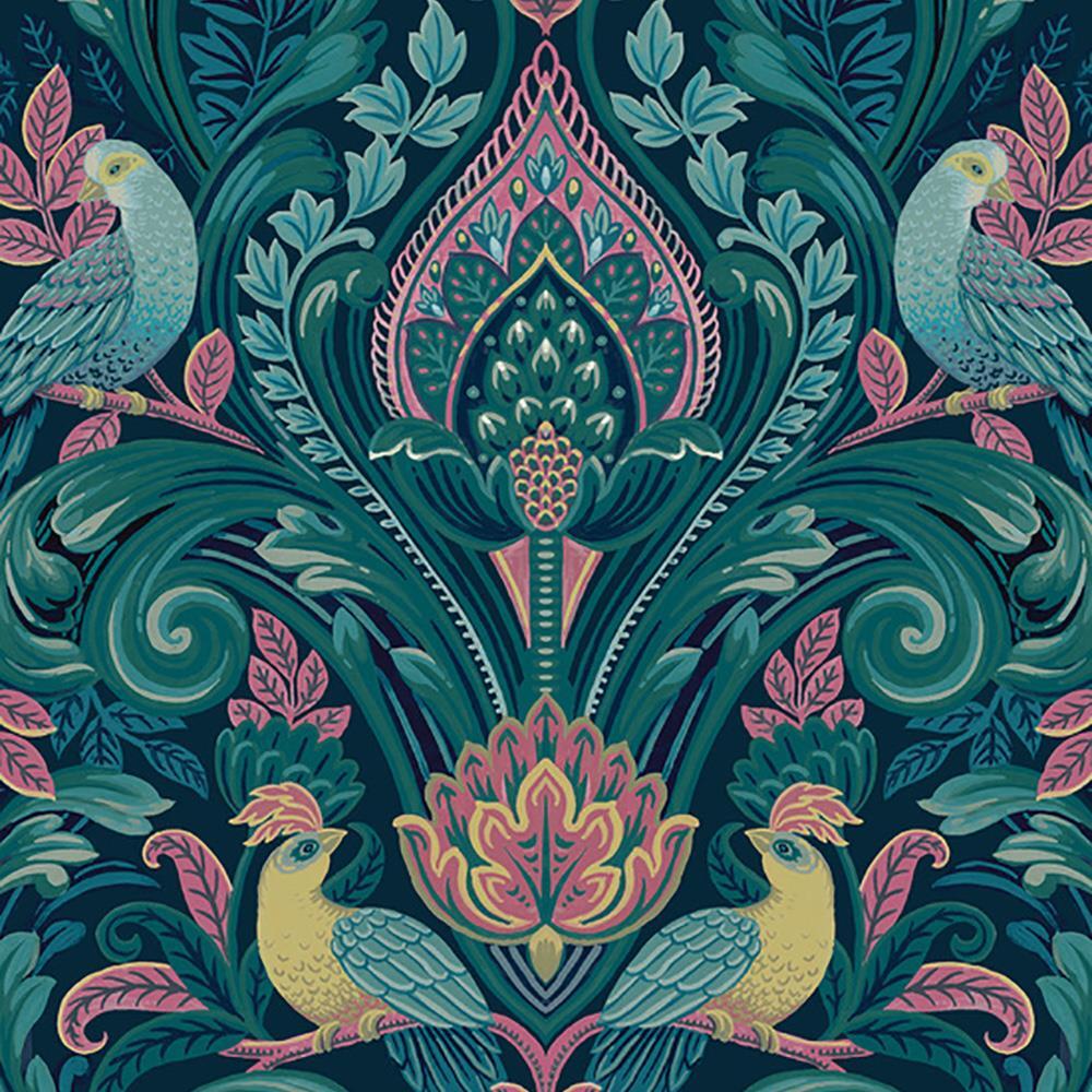 Grandeco Arcadia Pink Wallpaper Birds Leaves Naturistic Textured Paste The Wall