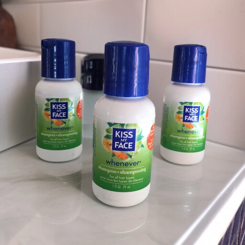 Lot of 3) Kiss My Face Whenever Travel Size Shampoos with Green Tea and Lime 1oz - Image 3 of 4