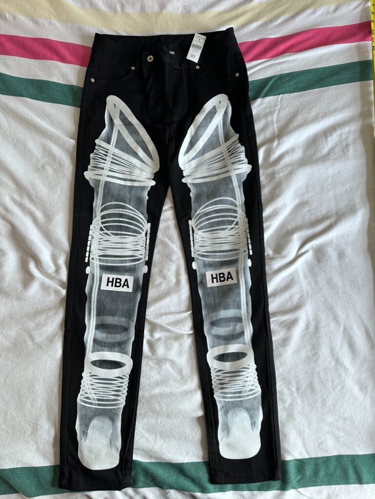 HOOD BY AIR（HBA）Raw Denim Pant ストレートデニム Anonymous Club × Hood By Air HBA Black green stitching Raw Denim