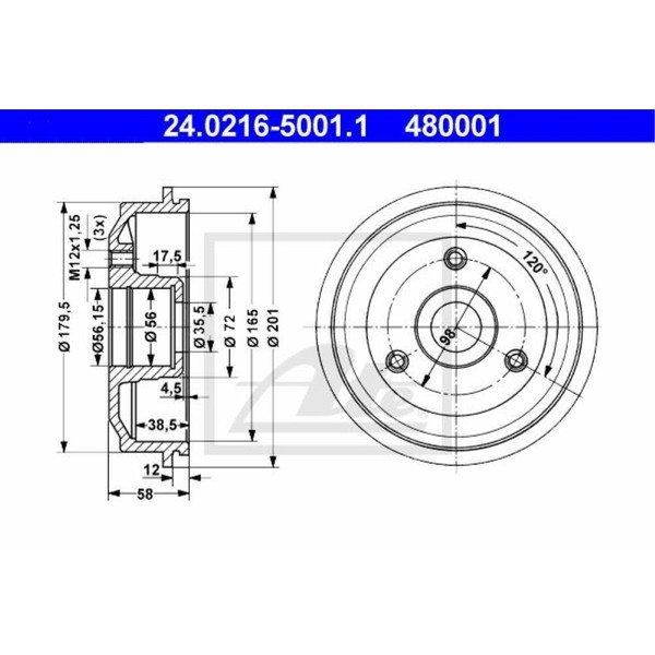 ATE Bremstrommeln Hinten Ø98Mm Ohne Radlager FüR CitroëN Saxo S0 S1 AX ZA-_-image