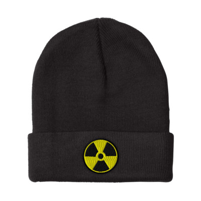 Beanies for Men Radiation Hazard Yellow Logo Embroidery Acrylic Skull Cap 1 Size