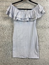 Light blue bodycon off the shoulder ruffle top sleeveless short dress size Small