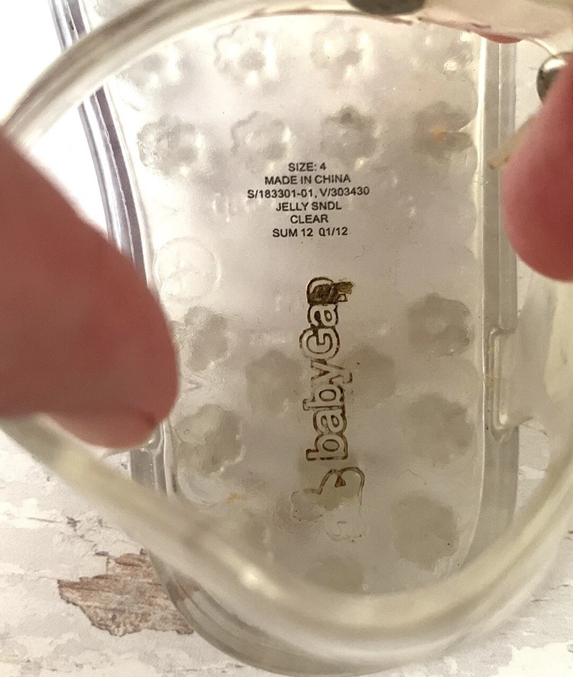 BabyGap Talla 4 Niñas Zapatos de Gelatina Transparente Bebé Sandalias Correa Niños Gap Marca Foto 3 de 3