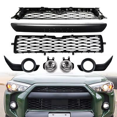 For 2014-2020 Toyota 4Runner TRD Front Bumper Upper Lower Grille W/ Fog lights