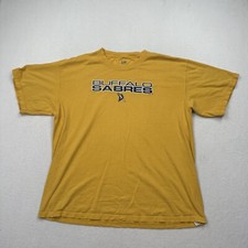 VTG Buffalo Sabres Lee Sport T Shirt size XL Yellow NHL Hockey Short Sleeve