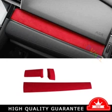 Central Console Dashboard Strip Trim For Honda Civic 16-2021 Red Alcantara Suede