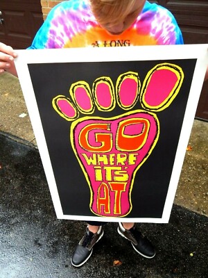 NOS Original 1970's Poster Go Where Its At Hippie Poster Vagabond Dayton Ohio