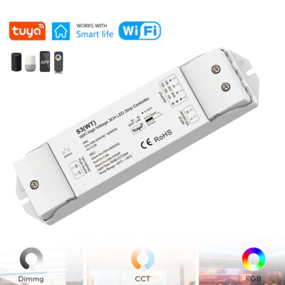 110V 220V 3CH Tuya Smart WiFi LED Strip Controller Single Color CCT RGB Fr Alexa