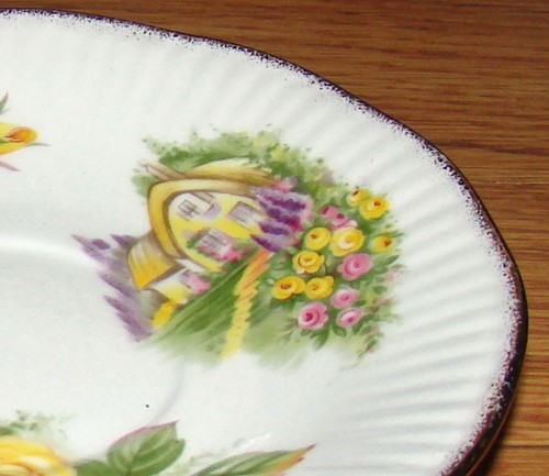Queen's Rosina China Co Ltd Yellow Rose Cottage Saucer, England - Picture 6 of 7
