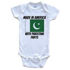 Made In America With Pakistani Parts Pakistan Flag Funny Baby Bodysuit