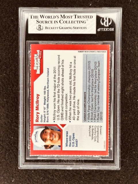 Rory McIlroy 2011 Sports Illustrated for Kids SI golf Rookie Card RC BGS 7 slab view 2