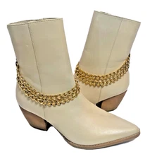 $250 MATISSE Caty CHAIN BOOTIES Womens Size 8 Cream Gold Chain New Without Box