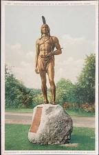 PLYMOUTH, MASS. C.1920 PC. (A6)~VIEW OF GREAT SACHEM OF WAMPANOAGS MASSASOIT