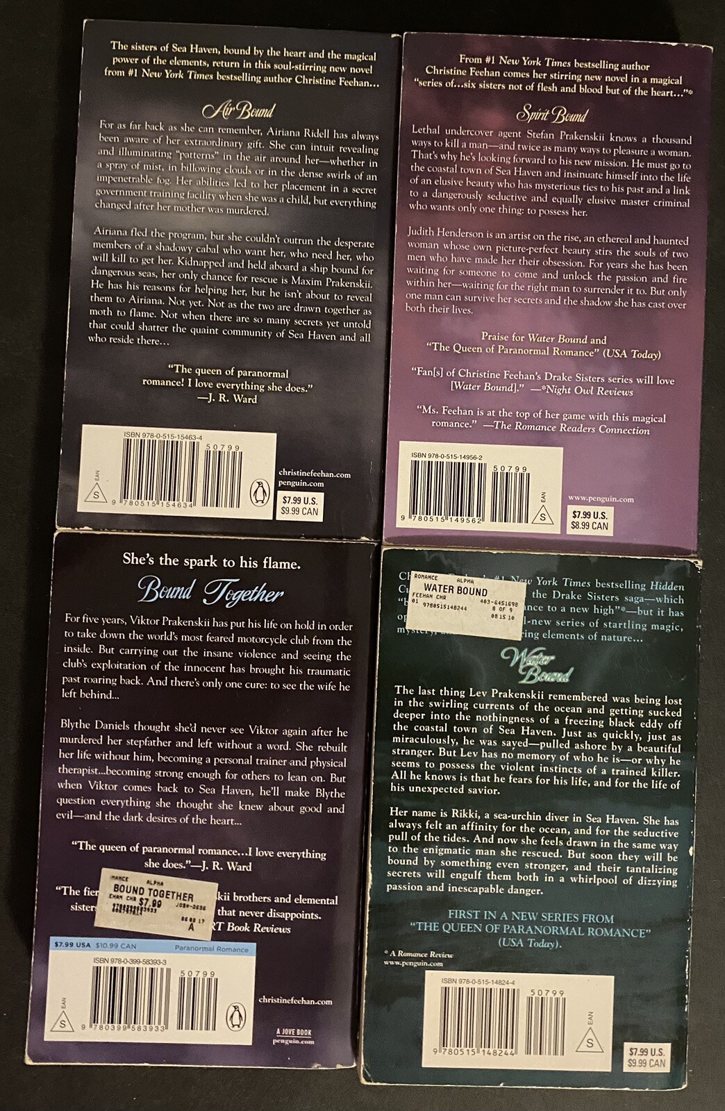 4 Christine Feehan Books- Sea Haven Novels- Water Bound, Bound Together ...