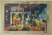 Royal Paris "Interieur Paysan" Peasant Interior Needlepoint Canvas 29.5" x 19"