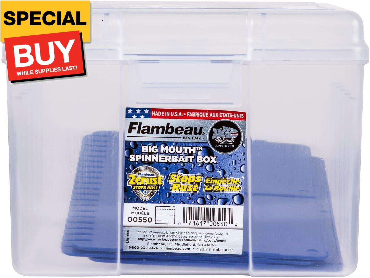 Outdoors 550 Large Big Mouth Spinnerbait Box, Fishing Bait and Lure Organizer wi - Image 2