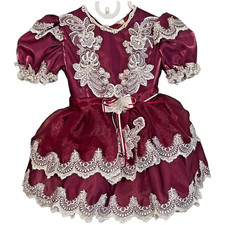 Vintage Girls Size 2 Pageant Dress Lace Faux Pearls Toddler Full Circle Party