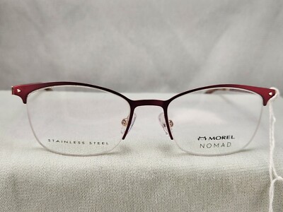NOMAD 40075N by MOREL Stainless Steel EYEGLASSES 52-17-135 RP04  BURGUNDY w/Case