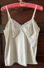 Vintage 70's DEENA Ivory  Lace Camisole Gathered Bust Size 34 Adjustable Straps