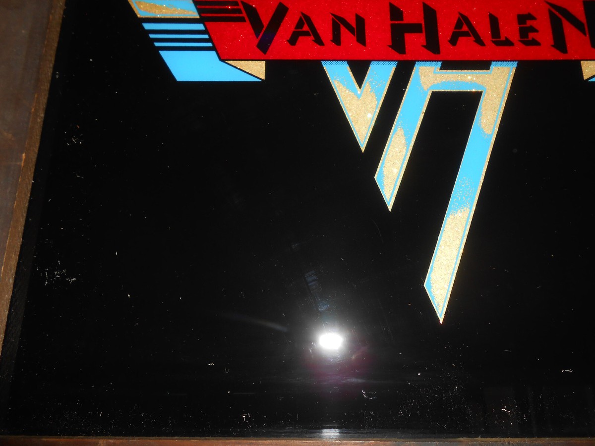 Vintage 70s Van Halen Carnival Mirror Glass Framed Glitter Logo  display picture 1