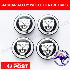 4 x JAGUAR Alloy Wheel Centre Caps 59mm BLACK CHROME For XJ XJR XF S X TYPE JAG