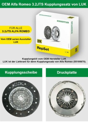 OEM Alfa Romeo 3.2 JTS Kupplung Kupplungssatz OE-Nummer: 55195670 