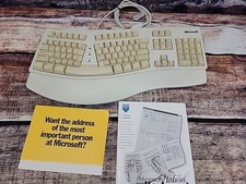 Microsoft PS/2 Wired Keyboard Ergonomic Natural 59758 Windows 95 With Manual