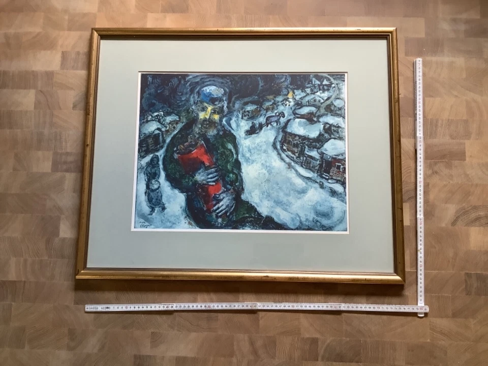 Marc Chagall Lithographie Le Vieux du Village Der alte im Dorf hi Glas gerahmt - Bild 2 von 4