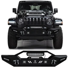 Vijay For 2007-2025 Jeep Wrangler JK/JL Front Bumper with LED Lights and D-Ring