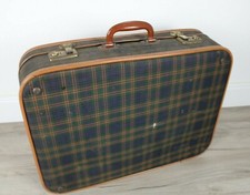 Antica Valigia di Cartone Ricoperta Stile a Quadri Vintage D'Epoca con Maniglia