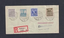 GERMANY 1946 MULTIPLE POST-WAR ISSUES ON REGISTERED INTER ZONE COVER HAMBURG