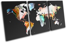 World Map Geometric  Maps Flags TREBLE TOILE murale ART Photo Print
