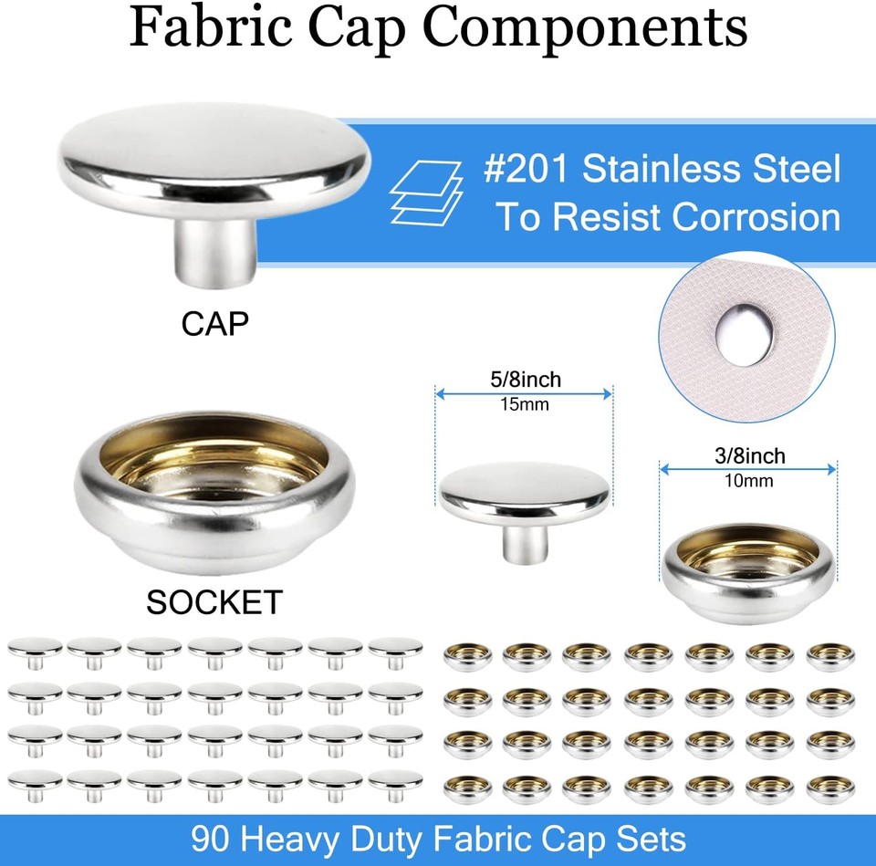 Canvas Snap Kit, Marine Grade Stainless Steel Snaps,Screw Snaps,Boat