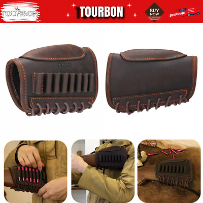 Leather Ammo Holder Cheek Riser Rest Rifle Buttstock Cover -Lefty Handed