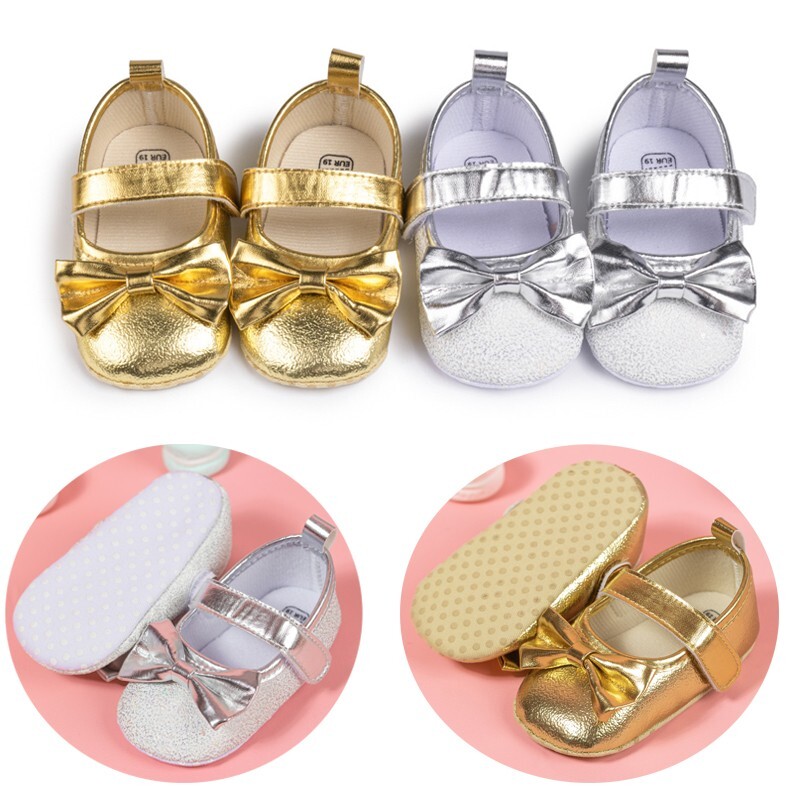PANTOFOLA D’ORO Scarpe principessa neonato suola morbida antiscivolo neonati fiocco prewalkers matrimonio